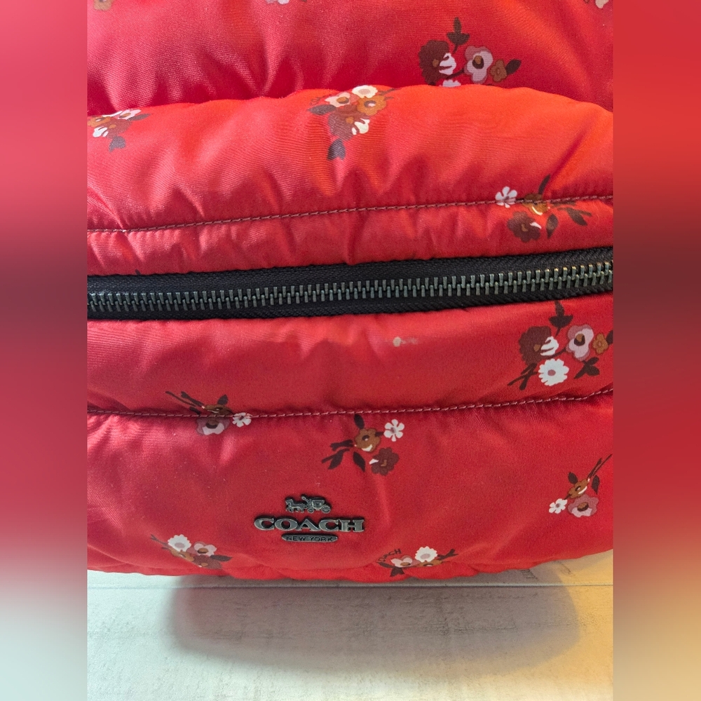 Coach Red Floral Backpack - Picture 2 of 16